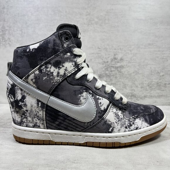 Nike Dunk Sky Hi Print Hidden Wedge Sneakers - Women's Size 7.5 - Silver Tie Dye - Picture 4 of 11